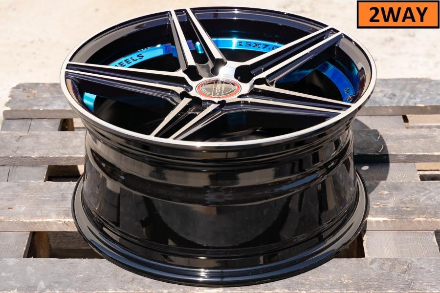 R15 RGW 8802 7.0J ET35 4*100/114.3 Черный ФЗ с синим